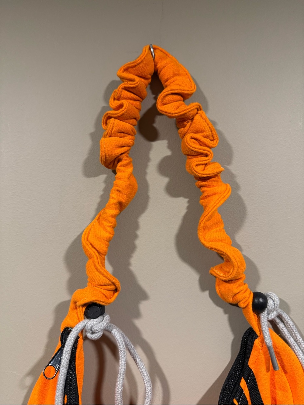adidas inspired Neon Orange Drawstring Shoulder rework Purse w/ Black Accents image 3